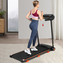 Load image into Gallery viewer, 2.5Hp Quiet Folding Treadmill With Heart Rate Sensor, 300Lbs Weight Capacity, With USB Charge Station For Android & Bluetooth Speaker, 6 Shock Absorbing - Black