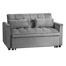 Load image into Gallery viewer, Sleeper Loveseat With Toss Pillows - Dark Gray / Black