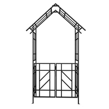 Load image into Gallery viewer, Garden Arch With Gate Climbing Plants Support Outdoor - Black