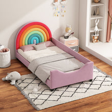 Load image into Gallery viewer, Rainbow Upholstered Twin Daybed Low To The Ground Design Cute Style Princess Bed - Colorful / Pink