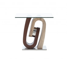 Load image into Gallery viewer, Glass Square End Table - Walnut, Oak And Clear
