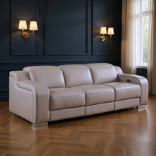 Load image into Gallery viewer, 103" Italian Leather Reclining USB Sofa - Light Gray