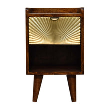 Load image into Gallery viewer, 20" Solid Wood Carved Geometric One Drawer Nightstand - Chestnut And Gold