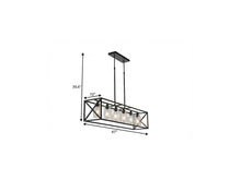 Load image into Gallery viewer, Kitchen Island Six Light Wrought Mercury Flush Chandelier With Shades - Black