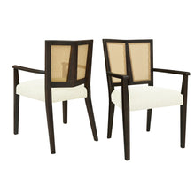 Load image into Gallery viewer, Mid Century Modern Arm Dining Chair Set With Rattan Backrest