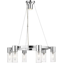 Load image into Gallery viewer, Six Light Metal Dimmable Chandelier With Shades - Silver / Clear