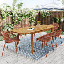 Load image into Gallery viewer, Modern Outdoor 7 Piece Expandable Dining Set With Stackable Chairs