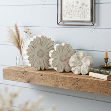 Load image into Gallery viewer, Carved Flowers Tabletop Sculpture (Set of 3) - White