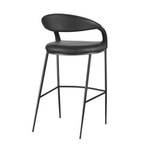 Load image into Gallery viewer, 26" Contemporary Faux Leather And Iron Low Back Counter Height Bar Chair - Black