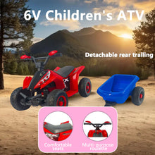 Load image into Gallery viewer, 6V Kids Electric ATV With Headlights, Mp3, USB & Volume Control, 4 Wheel Ride-On Vehicle - Red