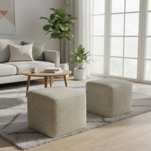 Load image into Gallery viewer, Zelma - Square Woven Outdoor / Indoor Pouf - Cream / Natural