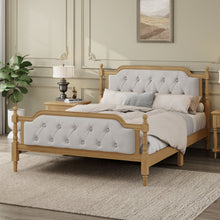 Load image into Gallery viewer, Traditional Style Solid Bed Frame With Upholstered Tufted Headboard, No Box Spring Needed