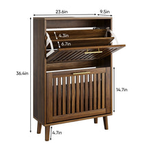 Load image into Gallery viewer, Medieval Modern Shoe Cabinet With 2 Flip Drawers And Fence Design