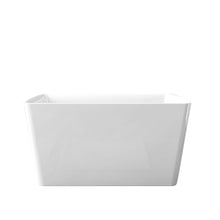 Load image into Gallery viewer, Freestanding Bathtub With Built In Seat, Rectangle Shape, Invisible Overflow & Pop Up Drain - Gloss White