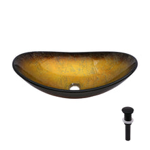 Load image into Gallery viewer, Vessel Sink With Pop Up Drain, Boat Shape Above Counter Bathroom Sink - Gold