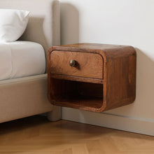 Load image into Gallery viewer, 12" Solid Wood Square One Drawer Floating Nightstand - Brown