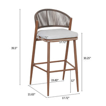 Load image into Gallery viewer, Outdoor Bar Height Metal Frame Counter Stools With Scallop Shaped Backrest & Water Resistant Cushions
