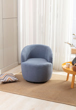Load image into Gallery viewer, Teddy Fabric Swivel Accent Armchair Barrel Chair With Powder Coating Metal Ring