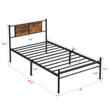 Load image into Gallery viewer, ModerMetal Bedframe With Wood Panel Headboard