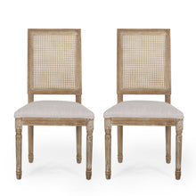 Load image into Gallery viewer, French Country Dining Chair With Rectangular Cane Backrest And Smooth Upholstered Seating