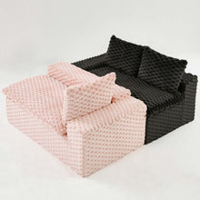 Load image into Gallery viewer, Multifunctional Sofa Pink Black, Fits 4 People