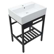 Load image into Gallery viewer, Console Sink With 304 Legs, 24" X 16.75", Wall Mounted Design - White / Black