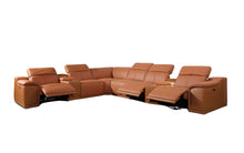 Load image into Gallery viewer, Italian Leather Power Reclining 8Piece Corner Sectional With Console - Camel