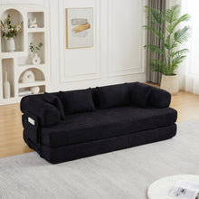 Load image into Gallery viewer, Convertible Sleeper Sofa Bed With Cylindrical Pillow