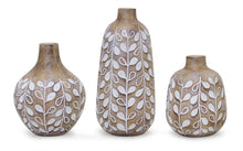 Load image into Gallery viewer, Poly Leaf Round Table Vase (Set of 3) - Brown / White
