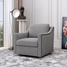 Load image into Gallery viewer, 360 Degree Swivel Armchair, Skin Friendly Fabric, Ergonomic Design, Brass Nail Decorative Armchair