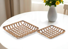 Load image into Gallery viewer, Square Bamboo Vanity Tray (Set of 2) - Brown