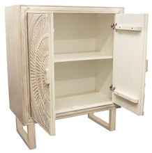 Load image into Gallery viewer, Solid Wood Two Door Floral Carved Accent Cabinet - Distressed White