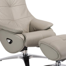 Load image into Gallery viewer, Tufted Genuine Leather Manual Swivel Recliner With Ottoman - Gray