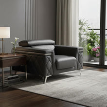 Load image into Gallery viewer, Metallic Top Grain Leather Club Chair - Gray And Silver