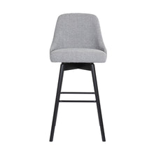 Load image into Gallery viewer, Fabric With Solid Wood Swivel Counter Height Bar Chair - Light Gray And Black