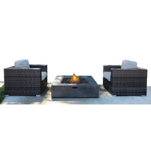 Load image into Gallery viewer, Rattan Wicker Patio Set With Cushions And Concrete Fire Pit