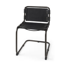 Load image into Gallery viewer, Leather Metal Open Back Dining Side Chair - Black