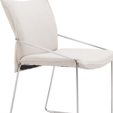 Load image into Gallery viewer, Upholstered Fabric Dining Arm Chairs (Set of 2) - White / Silver