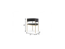 Load image into Gallery viewer, Velvet Partially Open Back Dining Arm Chairs (Set of 2) - Charcoal / Gold
