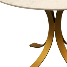 Load image into Gallery viewer, 48" Rounded Marble And Iron Pedestal Base Dining Table - Ivory
