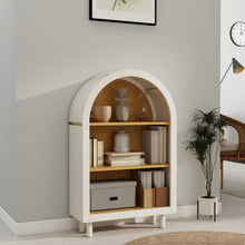 Load image into Gallery viewer, Arched Small Bookcase, Storage Cabinet, Bookshelf With 3 Shelves For Living Room - Oak / White