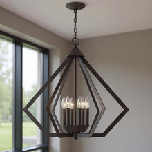 Load image into Gallery viewer, 25" Six-Light Dimmable Chandelier With Shades - Bronze