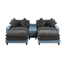 Load image into Gallery viewer, Sectional Sofa With Removable Ottomans, USB Ports, Cup Holders & Storage - Gray / Light Blue