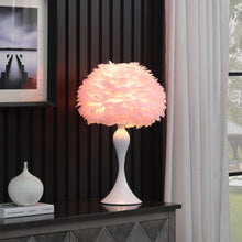 Load image into Gallery viewer, Glam Faux Feather And White Metal Table Lamp - Pink