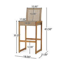Load image into Gallery viewer, Outdoor Barstool With Rattan Wicker Top (Set of 2) - Brown