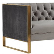 Load image into Gallery viewer, Velvet Sofa & Gold Legs - Gray