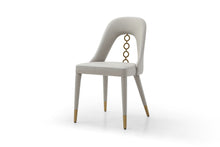 Load image into Gallery viewer, Faux Leather Stainless Steel Dining Side Chairs (Set of 2) - Gray / Gold