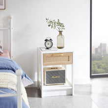 Load image into Gallery viewer, 15.75" Rattan End Table With Drawer, Modern Nightstand, Side Table For Living Room, Bedroom