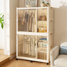 Load image into Gallery viewer, Portable Wardrobe Closet Storage Organizer For Clothes, 6 Magnetic Doors With 6 Cubes & 2 Hanging Rods, 6 Hangers - Cream White