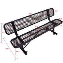 Load image into Gallery viewer, 6' Outdoor Steel Bench With Backrest